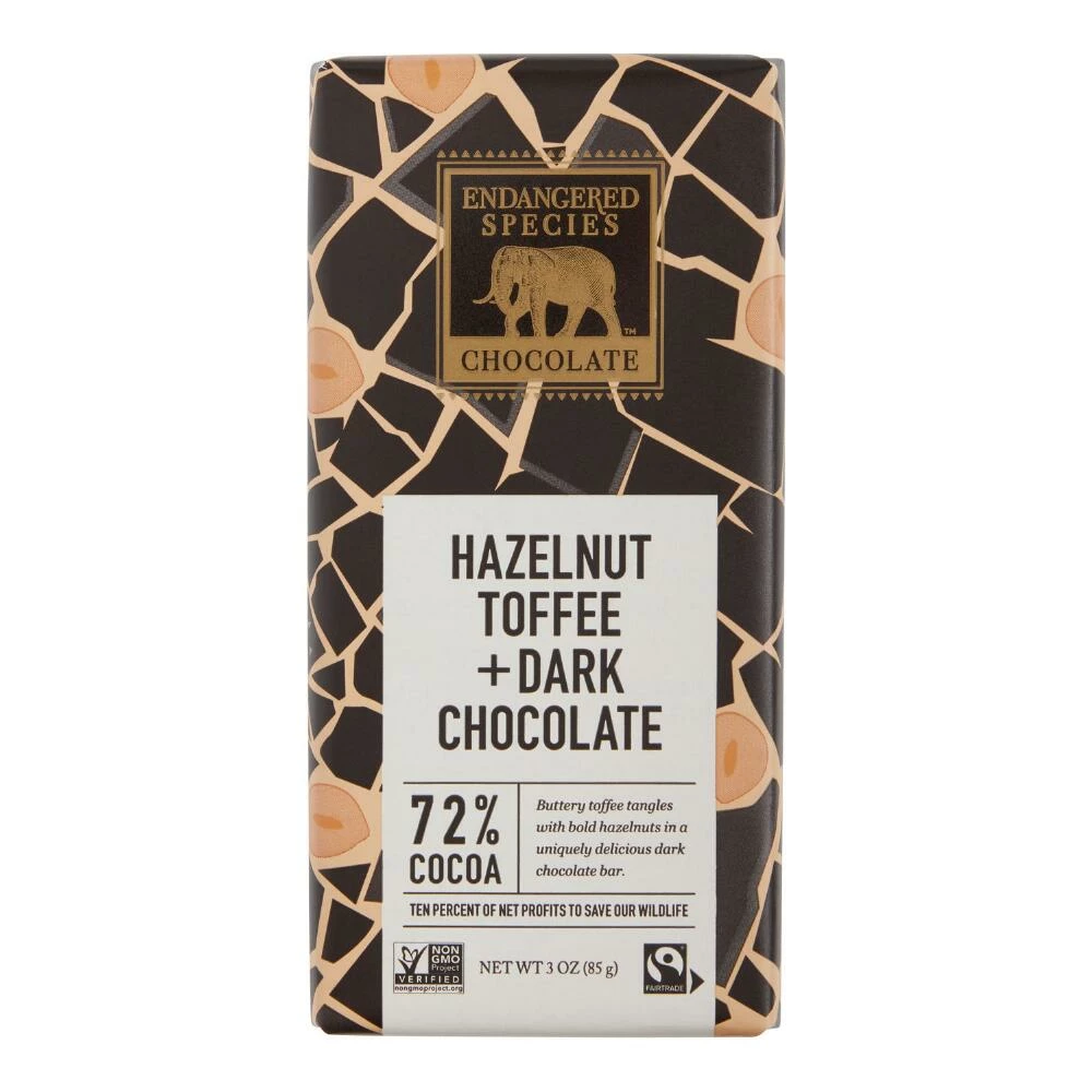 World Market Endangered Species Hazelnut Toffee Chocolate Bar Set of 2 3 World Market Endangered Species Hazelnut Toffee Chocolate Bar Set of 2