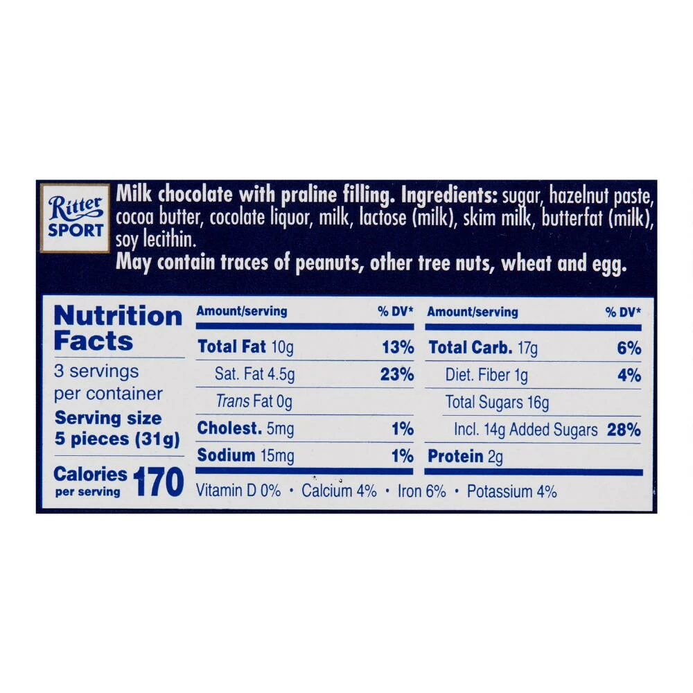 World Market Ritter Sport Praline Milk Chocolate Bar 4 World Market Ritter Sport Praline Milk Chocolate Bar - Image 2